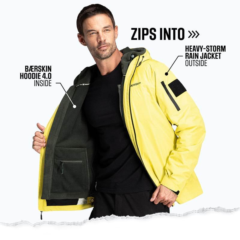 Zips into The Heavy-Storm Rain Jacket. Adapts to Changing Weather.